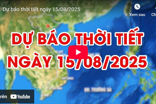 Dự báo thời tiết ngày 15/08/2025: Mưa rào và dông vài nơi