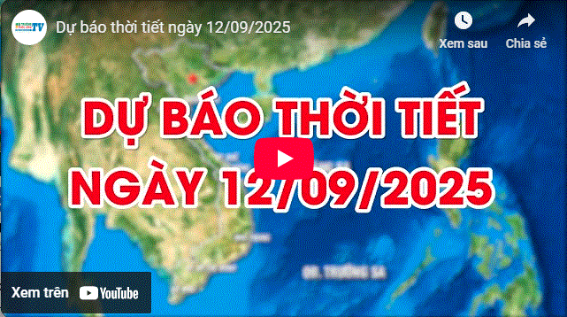 Dự báo thời tiết ngày 12/09/2025: Chiều tối và đêm có mưa rải rác, ngày nắng