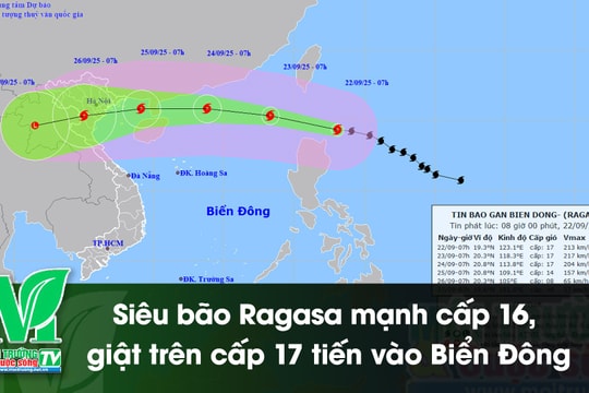 [VIDEO] Siêu bão Ragasa mạnh cấp 16, giật trên cấp 17 tiến vào Biển Đông