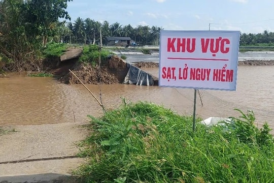 Vĩnh Long ban bố tình huống khẩn cấp sạt lở bờ sông Giao Hòa