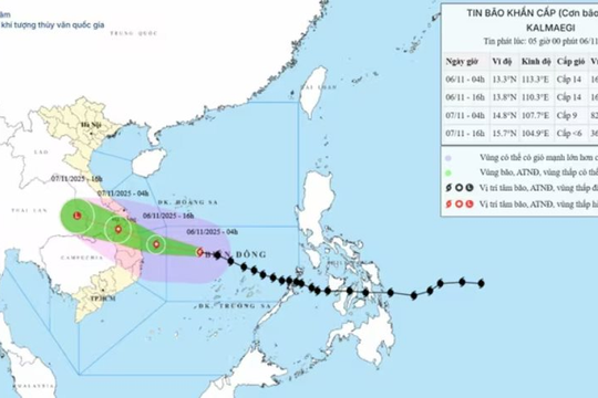 Bão số 13 Kalmaegi mở rộng hoàn lưu, cách Quy Nhơn 310km