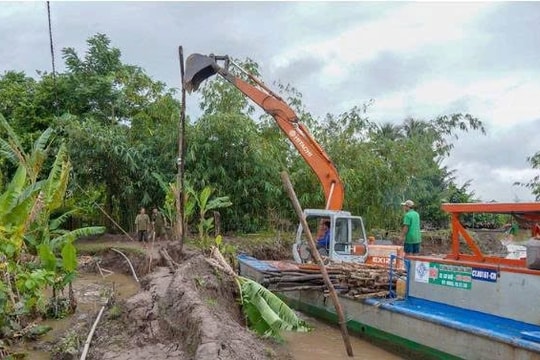 Cần Thơ: Khắc phục xong đoạn đê bị vỡ ở Cồn Sơn, chủ động ứng phó triều cường sắp tới