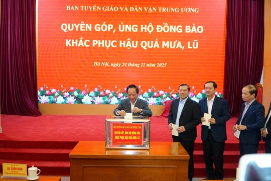 Ban Tuyên giáo và Dân vận Trung ương quyên góp, ủng hộ đồng bào vùng bão lũ