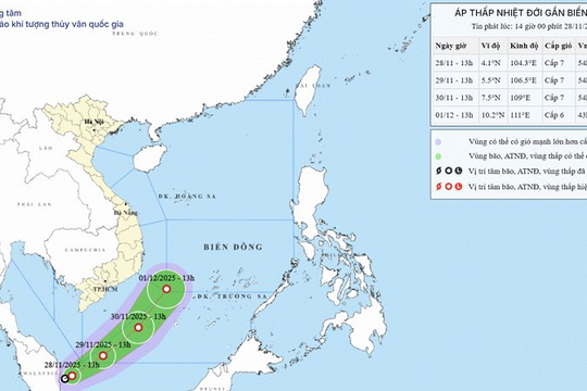 Cảnh bảo 14 tỉnh, thành nguy cơ chịu tác động của áp thấp nhiệt đới hiếm gặp