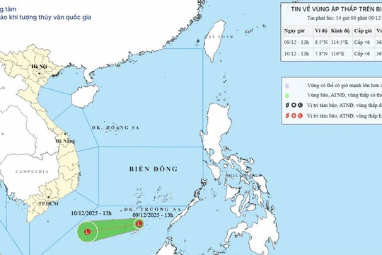 Lệnh 12 tỉnh khẩn trương ứng phó với áp thấp nhiệt đới trên biển Đông