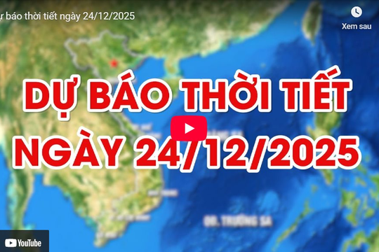 Dự báo thời tiết ngày 24/12/2025: Một số nơi có mưa