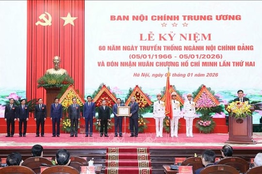 Ban Nội chính TW tổ chức lễ kỷ niệm 60 năm ngày truyền thống ngành Nội chính và đón nhận Huân chương Hồ Chí Minh lần thứ hai