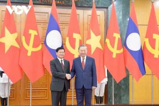 Tổng Bí thư Tô Lâm chủ trì lễ đón Tổng Bí thư, Chủ tịch nước Lào thăm Việt Nam