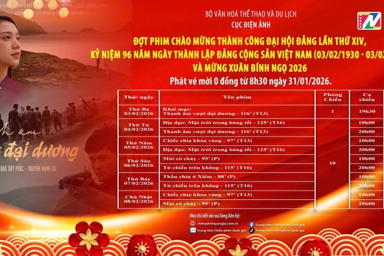 Chiếu miễn phí phim chào mừng thành công Đại hội Đảng lần thứ XIV