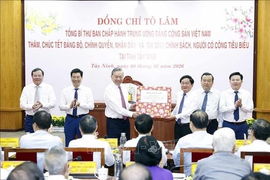 Tổng Bí thư Tô Lâm chúc Tết Đảng bộ, chính quyền, nhân dân Tây Ninh
