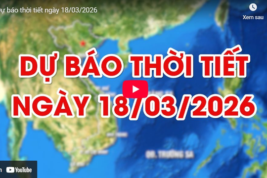 Dự báo thời tiết ngày 18/03/2026: Nhiều mây, có mưa vài nơi