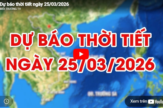 Dự báo thời tiết ngày 25/03/2026: Nhiều mây, đêm và sáng sớm có mưa