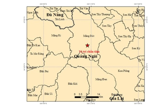 Động đất 3,7 độ tại Quảng Ngãi, không gây rủi ro thiên tai