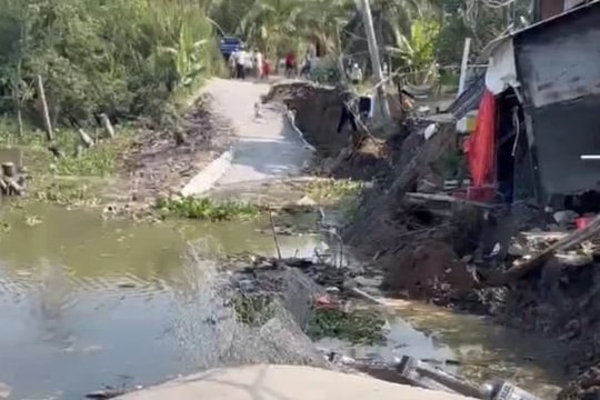 Đồng Tháp: Sạt lở nghiêm trọng, tuyến đường Đông sông Phú An bị chia cắt