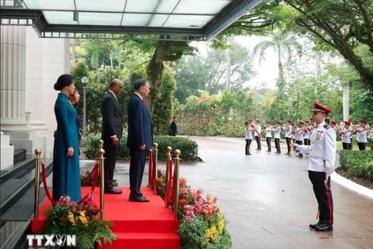 Lễ đón Tổng Bí thư, Chủ tịch nước Tô Lâm và Phu nhân thăm cấp Nhà nước tới Singapore