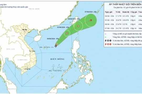 Áp thấp nhiệt đới trên Biển Đông có xu hướng suy yếu trong những ngày tới