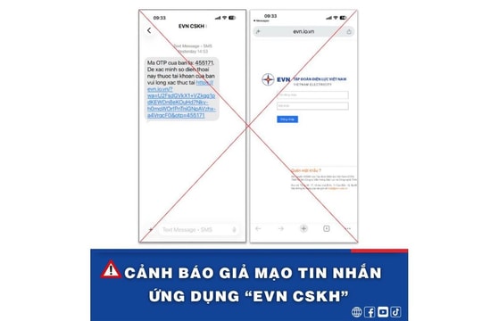 Xuất hiện tin nhắn OTP giả mạo Tập đoàn Điện lực Việt Nam