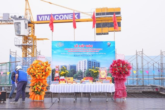 VINACONEX cất nóc công trình dự án Nhà ở xã hội cao tầng - Giai đoạn 1 thuộc dự án Khu đô thị Việt Đức Legend City