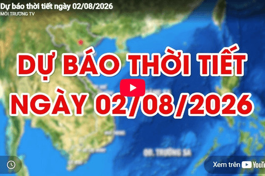 Dự báo thời tiết ngày 2/8/2026: Có mây, có lúc có mưa rào và dông