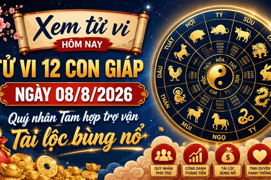 Xem tử vi hôm nay, tử vi 12 con giáp ngày 08/8/2026: Quý nhân Tam hợp trợ vận, tài lộc bùng nổ