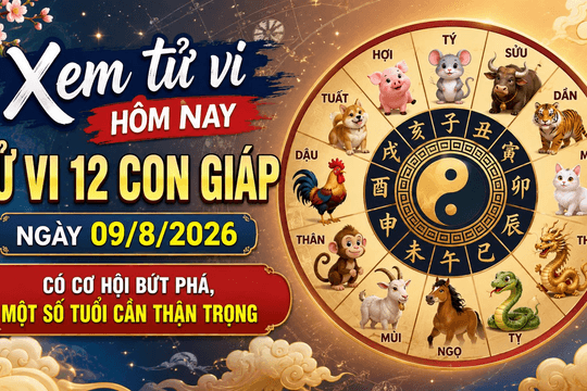 Xem tử vi hôm nay, tử vi 12 con giáp ngày 09/8/2026: Có cơ hội bứt phá, một số tuổi cần thận trọng