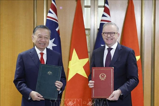 Tổng Bí thư, Chủ tịch nước Tô Lâm chứng kiến trao các văn kiện hợp tác giữa Việt Nam và Australia
