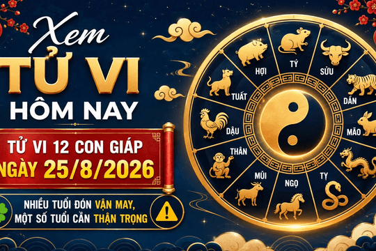 Xem tử vi hôm nay, tử vi 12 con giáp ngày 25/8/2026: Nhiều tuổi đón vận may, một số tuổi cần thận trọng