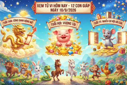 Xem tử vi hôm nay, tử vi 12 con giáp ngày 10/9/2026: Tuổi Thìn công danh rộngmở, Tuổi Hợi vượng tài