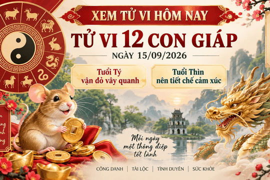 Xem tử vi hôm nay, tử vi 12 con giáp ngày 15/09/2026: Tuổi Tý vận đỏ vây quanh, tuổi Thìn nên tiết chế cảm xúc