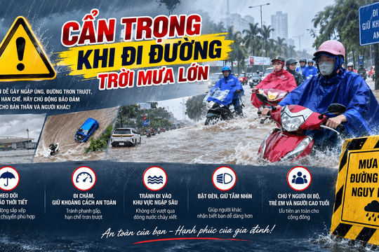 Đường ngập khi mưa lớn: Cẩn trọng với những nguy hiểm “không nhìn thấy”