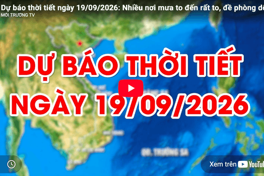 Dự báo thời tiết ngày 19/9/2026: Nhiều mây, có lúc mưa rào và dông