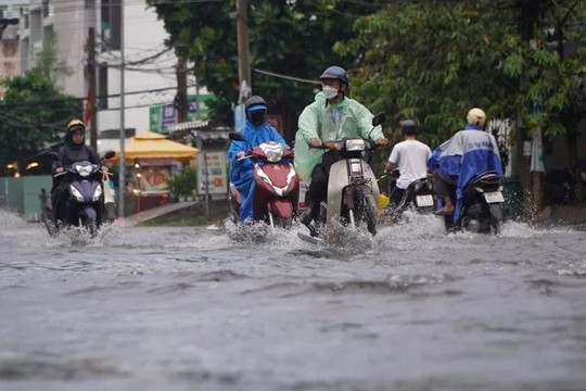 TP.HCM: Mưa dông chiều tối, triều cường có thể vượt báo động III