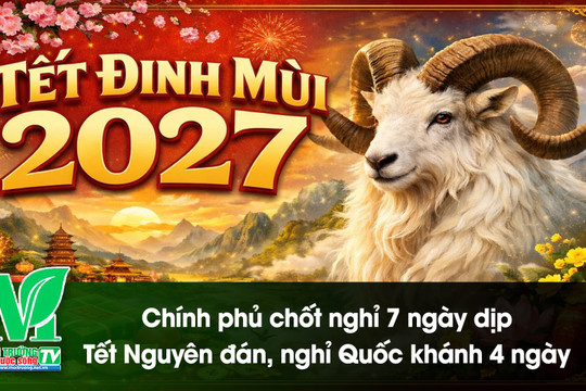 [VIDEO] Chính phủ chốt nghỉ 7 ngày dịp Tết Nguyên đán năm 2027, nghỉ Quốc khánh 4 ngày