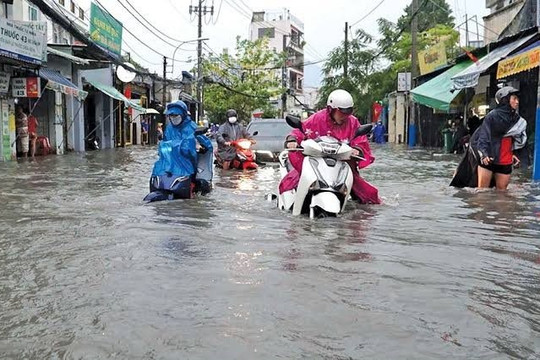 TP.HCM: Mưa lớn kéo dài, triều cường vượt báo động 3