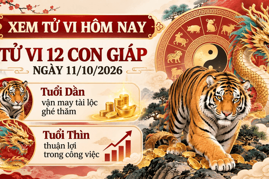 Xem tử vi hôm nay, tử vi 12 con giáp ngày 11/10/2026: Tuổi Dần vận may tài lộc ghé thăm, tuổi Thìn thuận lợi trong công việc