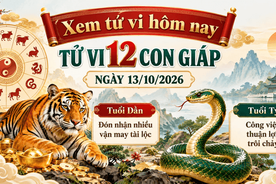 Xem tử vi hôm nay, tử vi 12 con giáp ngày 13/10/2026: Tuổi Dần đón nhận nhiều vận may tài lộc, tuổi Tỵ công việc thuận lợi, trôi chảy