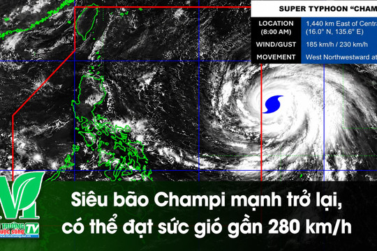 [VIDEO] Siêu bão Champi mạnh trở lại, có thể đạt sức gió gần 280 km/h