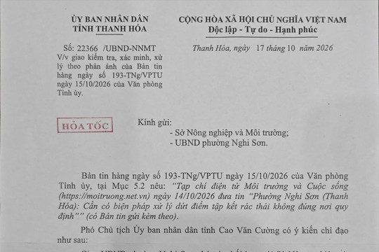 Sau phản ánh của Tạp chí Môi trường và Cuộc sống, Thanh Hóa chỉ đạo kiểm tra tình trạng đổ thải tại Nghi Sơn
