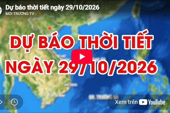 Dự báo thời tiết ngày 29/10/2026: Trời có mây, mưa rào và dông rải rác