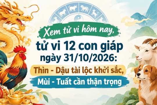 Xem tử vi hôm nay, tử vi 12 con giáp ngày 31/10/2026: Thìn - Dậu tài lộc khởi sắc, Mùi - Tuất cần thận trọng
