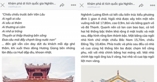 Trang tin điện tử Sở Du lịch Huế “nhầm lẫn” trong việc sử dụng ảnh minh họa